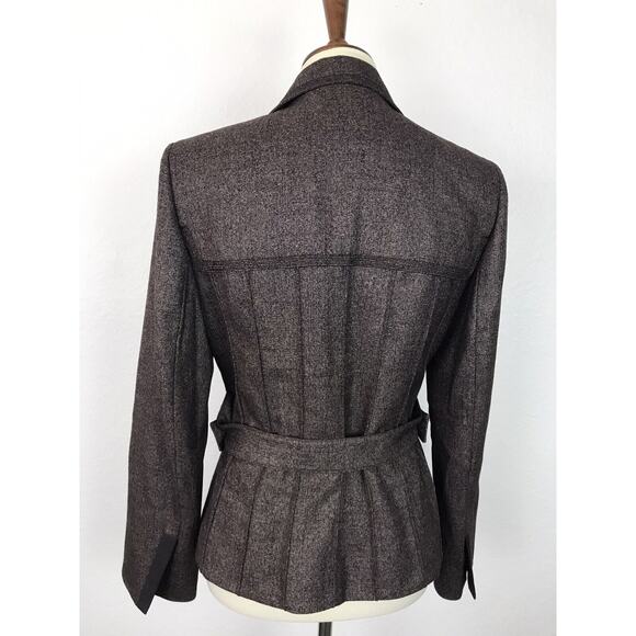 Albert Nipon Belted Single Breast Jacket Tweed - Picture 7 of 10